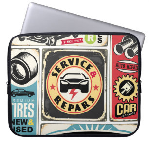 Car service and repair retro signs collection. Vin Laptop Sleeve