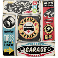 Car service and repair retro signs collection. Vin