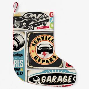 Car service and repair retro signs collection. Vin Small Christmas Stocking