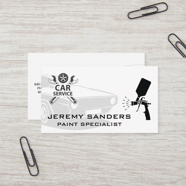 Car Service | Auto Paint Service Business Card (Front/Back In Situ)