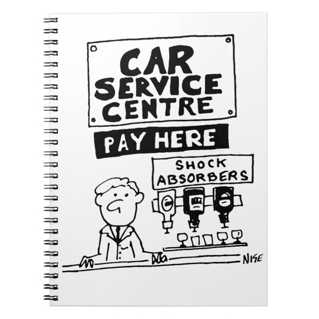 Car Service Centre Mechanics and Shock Absorbers Notebook (Front)