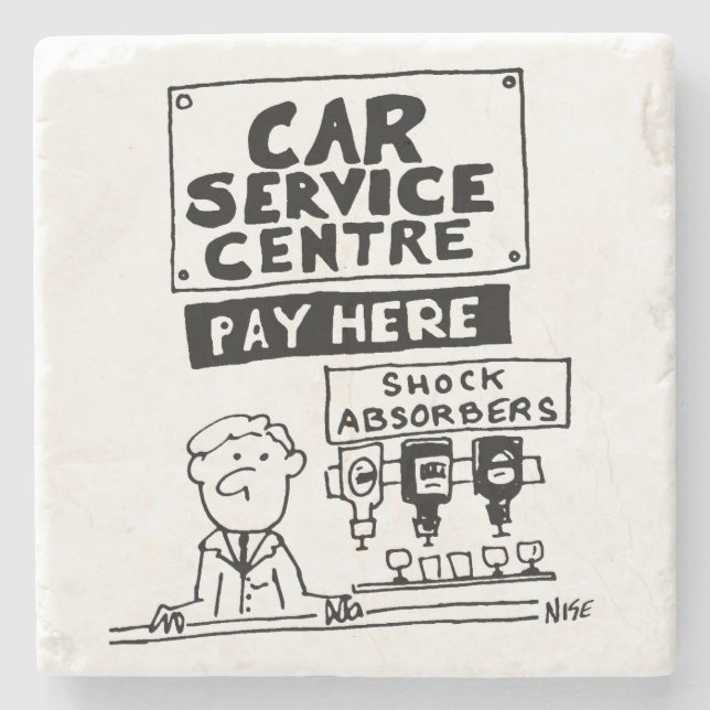 Car Service Centre Mechanics and Shock Absorbers Stone Coaster (Front)