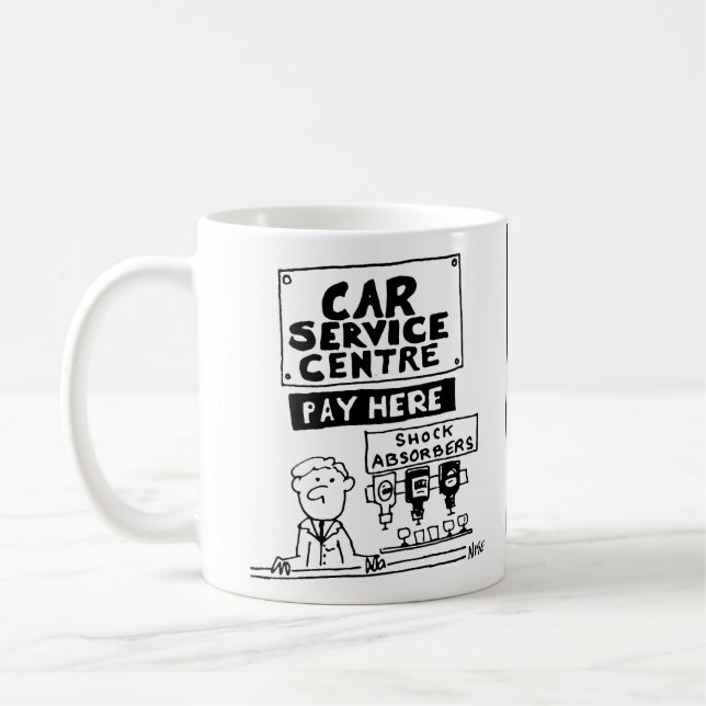 Car Service Centre Mechanics Shock Absorber Garage Coffee Mug (Left)