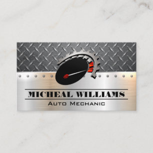 Car Service   Diamond Plated Steel   Odometer Business Card