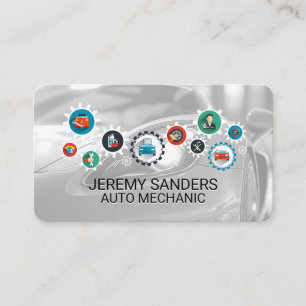 Car Service Icons   Auto Mechanic   Parts Store Business Card
