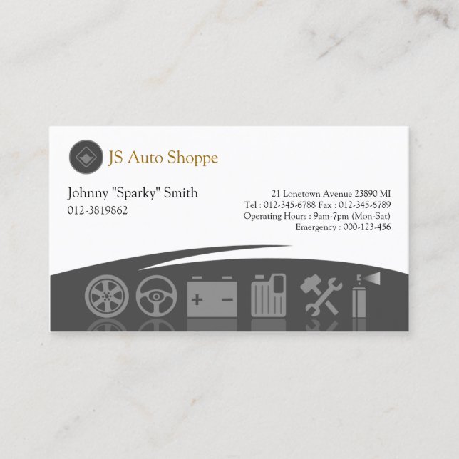Car Service Icons Black Business Card (Front)