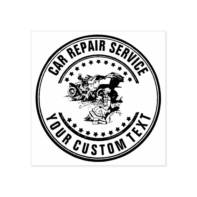 Car Service Repair Garage Owner Vintage Car Custom Rubber Stamp Zazzle