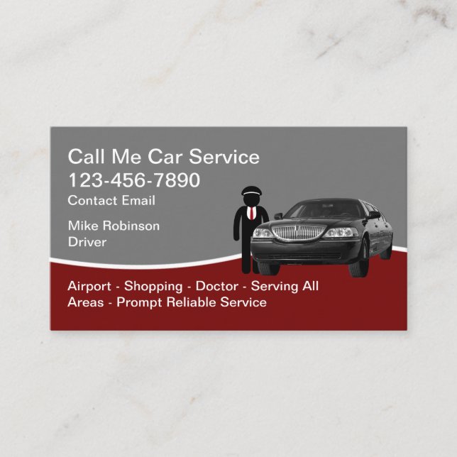 Car Service Uber Driver Business Cards (Front)