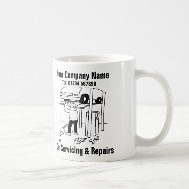 Car Servicing & Repairs Cartoon Coffee Mug (Right)