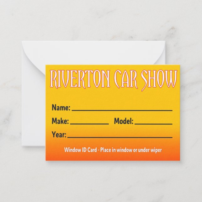 Car show card (Front)