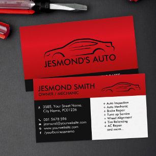 Car Silhouette - Mechanic Auto Repair Business Card