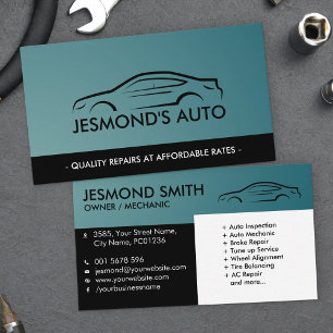 Car Silhouette - Mechanic Auto Repair  Business Card