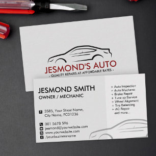 Car Silhouette - Mechanic Auto Repair  Business Card