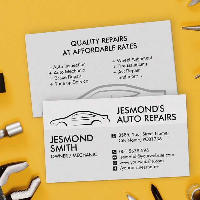 Car Silhouette - Mechanic Auto Repair Business Card (Creator Uploaded)