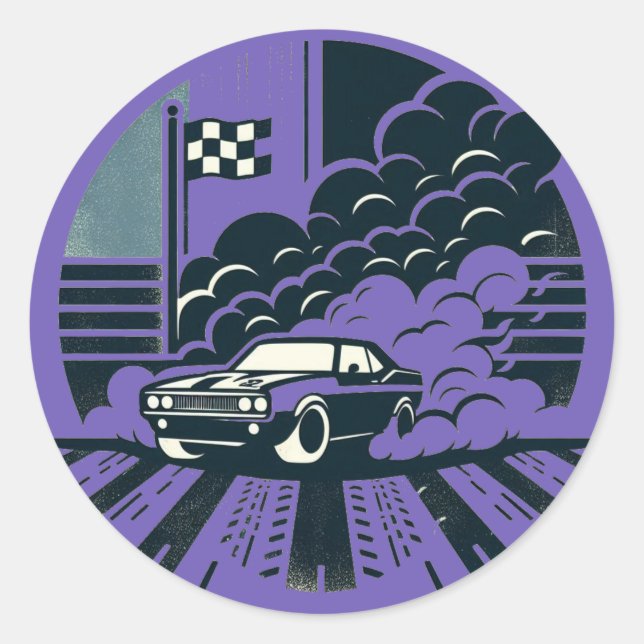 car smoke classic round sticker (Front)