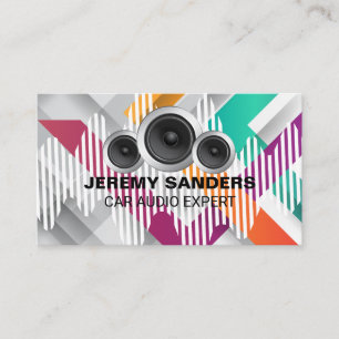 Car Speakers   Audio Background   Colourful Business Card