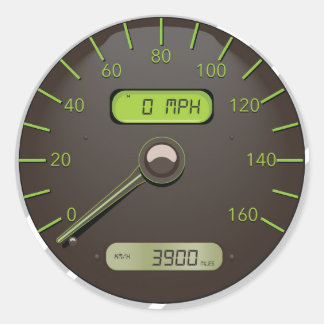 Car Speedometer cartoon Classic Round Sticker