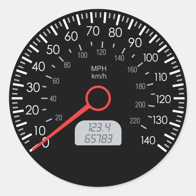 CAR SPEEDOMETER CLASSIC ROUND STICKER (Front)