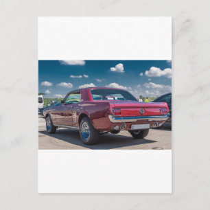 Car Sports Mustang Red Muscle Motor Gears Metal Postcard