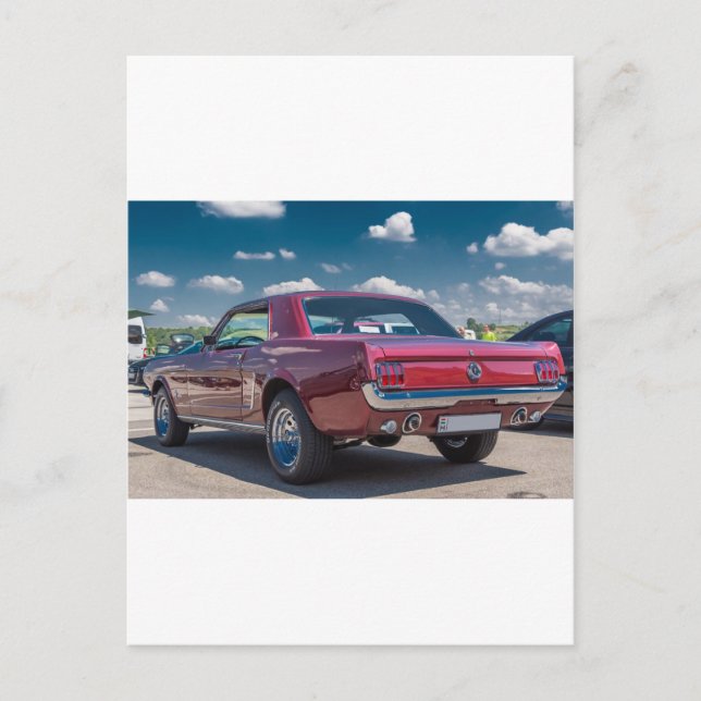 Car Sports Mustang Red Muscle Motor Gears Metal Postcard (Front)