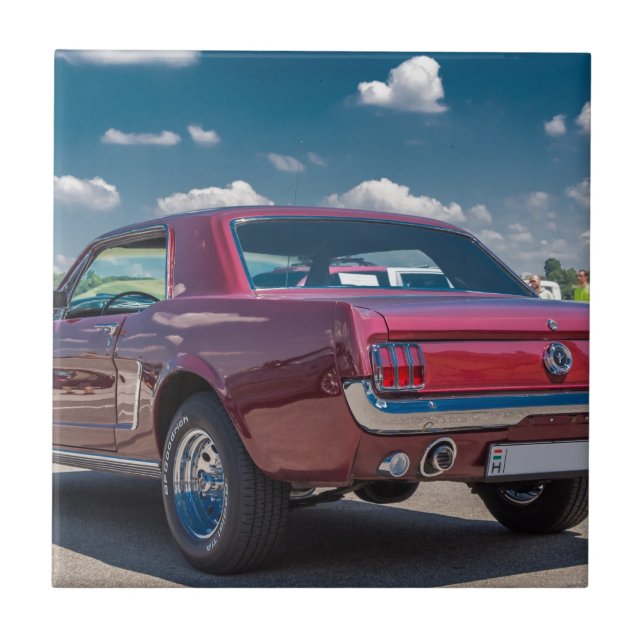 Car Sports Mustang Red Muscle Motor Gears Metal Tile (Front)