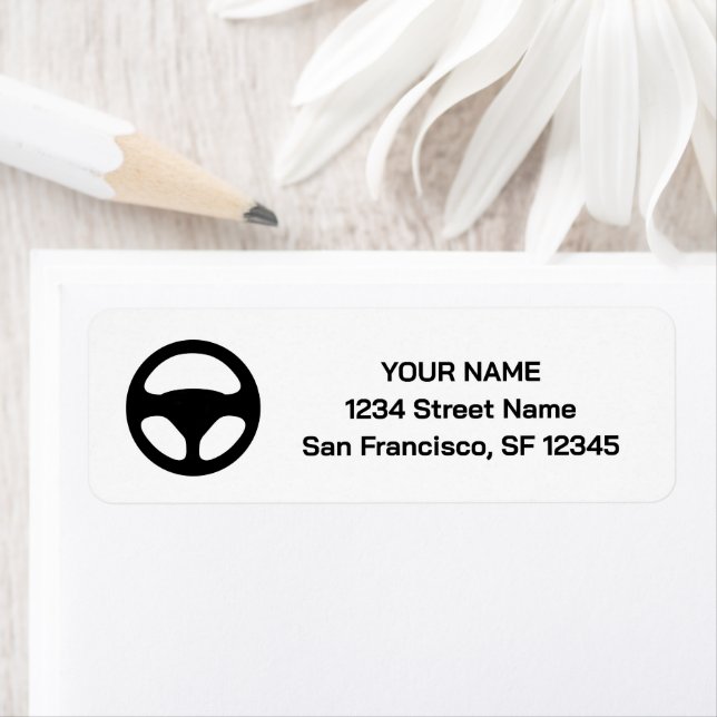 Car steering wheel logo Return Address Labels (Insitu)