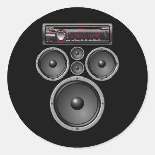 CAR STEREO SPEAKERS SYSTEM AUDIO HALLOWEEN COSTUME CLASSIC ROUND STICKER