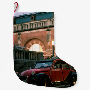 Car street old vintage style road small christmas stocking