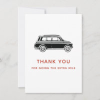 Car Thank You Card, thanks for going extra mile
