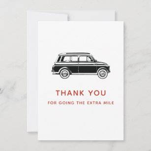 Car Thank You Card, thanks for going extra mile