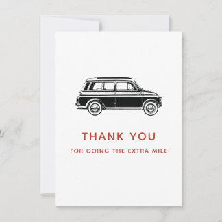 Car Thank You Card, thanks for going extra mile Card