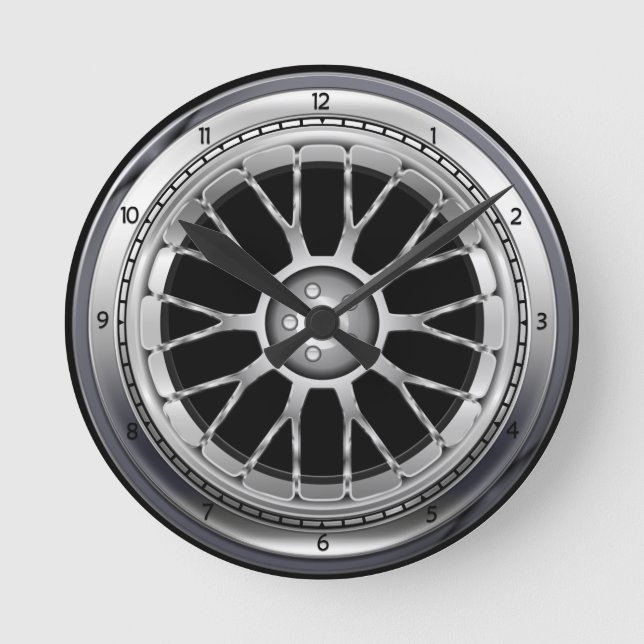 Car Tire Steel Wheel Wall Clock (Front)