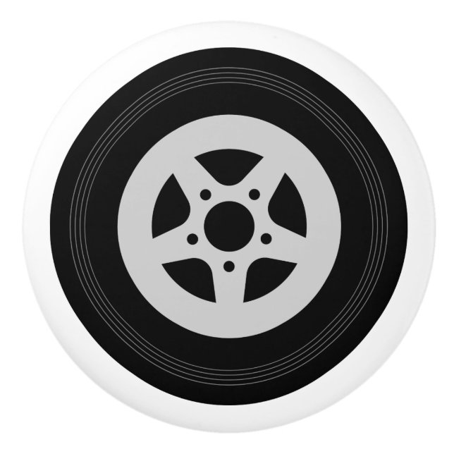 Car tire wheel rim ceramic door and drawer knobs (Front)