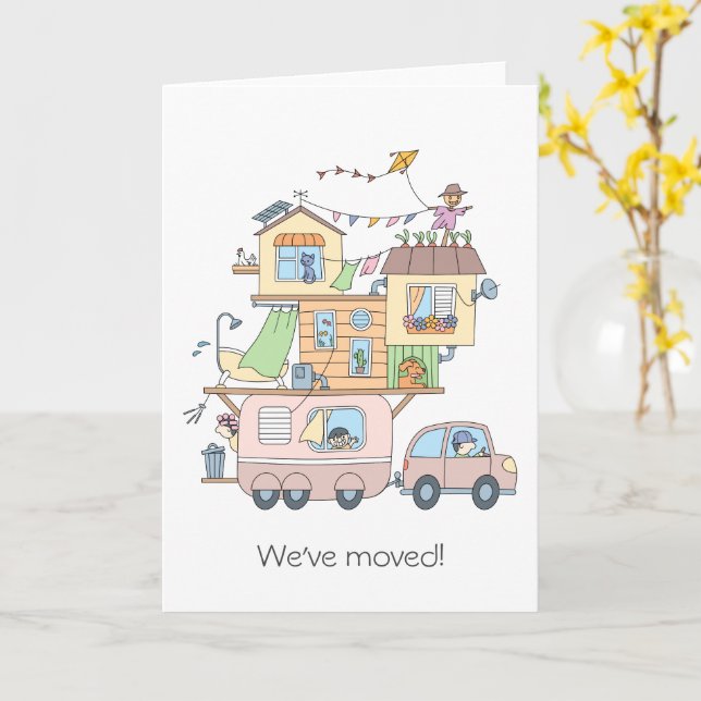 Car Trailer New Address Announcement Blank (Yellow Flower)