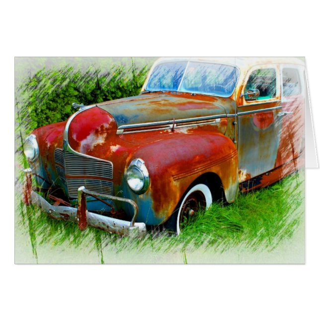Car Vintage Rustic  Car All Occasion Greeting Card (Front Horizontal)