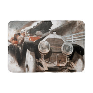 Car vs Train by William Harnden Foster Bath Mat