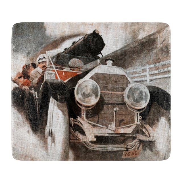 Car vs Train by William Harnden Foster Cutting Board (Front)