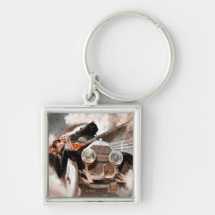 Car vs Train by William Harnden Foster Key Ring