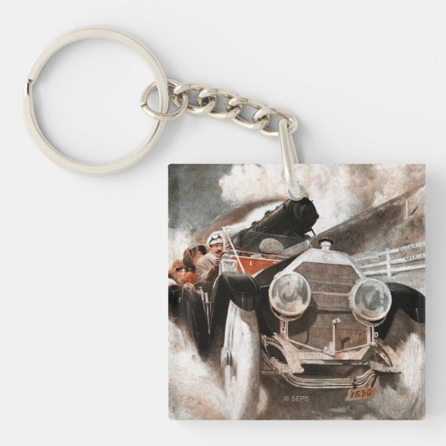 Car vs Train by William Harnden Foster Key Ring (Front)