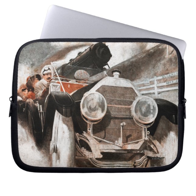 Car vs Train by William Harnden Foster Laptop Sleeve (Front)