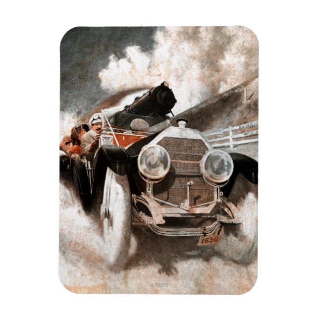 Car vs Train by William Harnden Foster Magnet (Vertical)