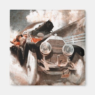 Car vs Train by William Harnden Foster Magnet