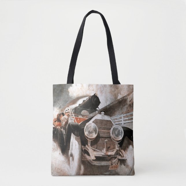 Car vs Train by William Harnden Foster Tote Bag (Front)