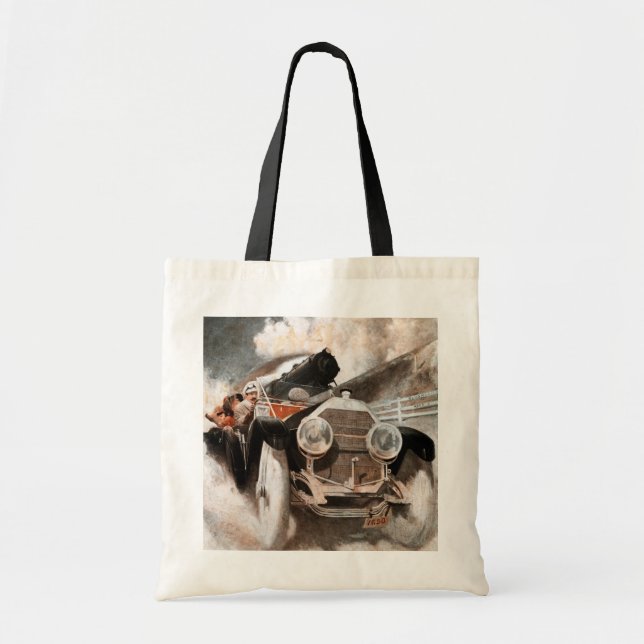 Car vs Train by William Harnden Foster Tote Bag (Front)