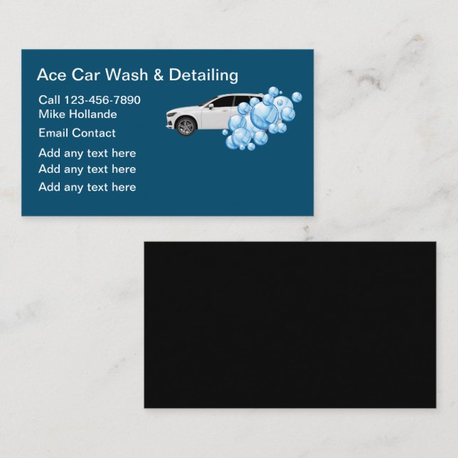 Car Wash And Detailing Business Cards (Front/Back)