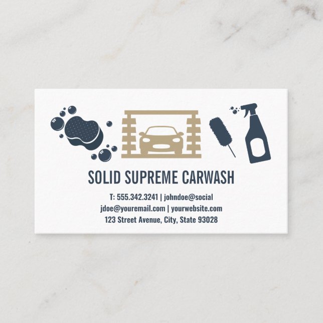 Car Wash and Detailing | Car Cleaner Business Card (Front)
