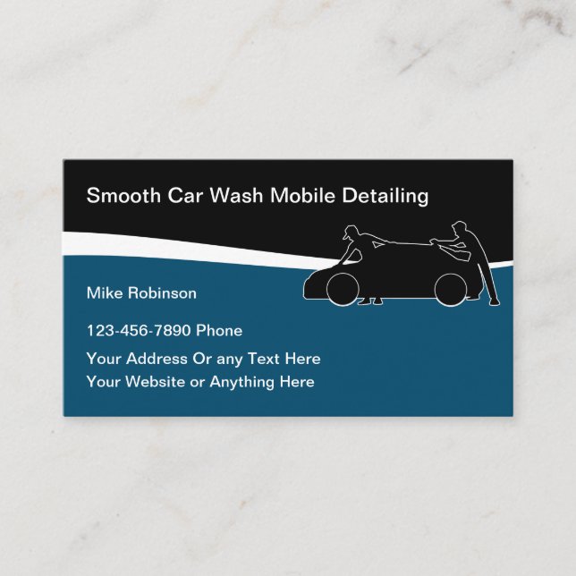 Car Wash And Detailing Modern Business Cards (Front)