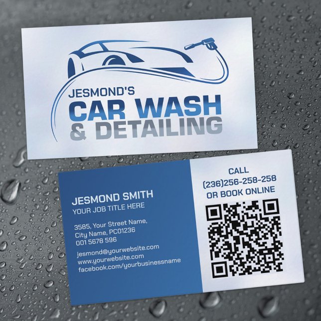 Car Wash and Detailing Professional Sleek Business Card (Creator Uploaded)