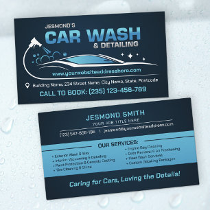 Car Wash and Detailing Professional Sleek Business Card