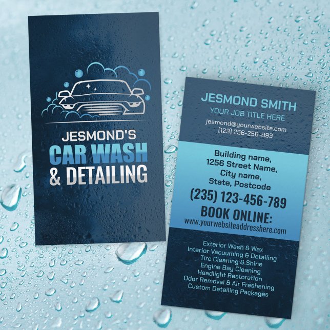 Car Wash and Detailing Professional Sleek Business Card (Creator Uploaded)